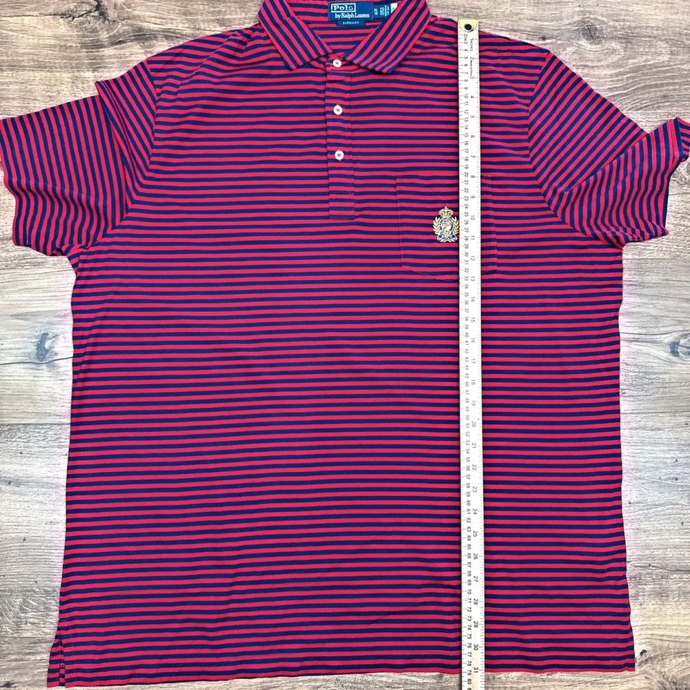 Polo Ralph Lauren Mens XL Red Blue Stripes Crest Preppy Pony 90s Academia Career